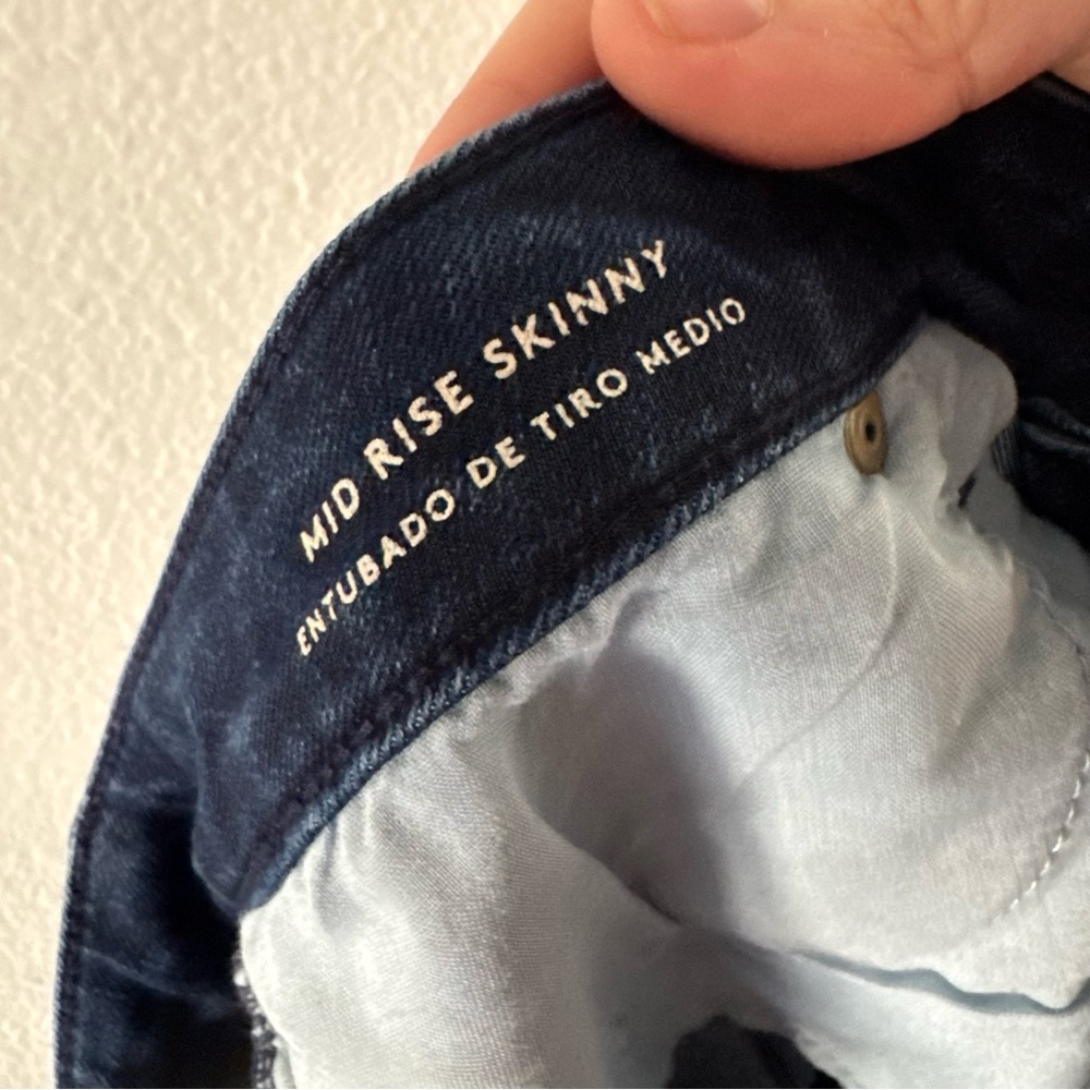 Dark Academia Indie Sleaze Mid Rise Dark Wash Skinny Jeans Size 8 Minimalist - Picture 2 of 16